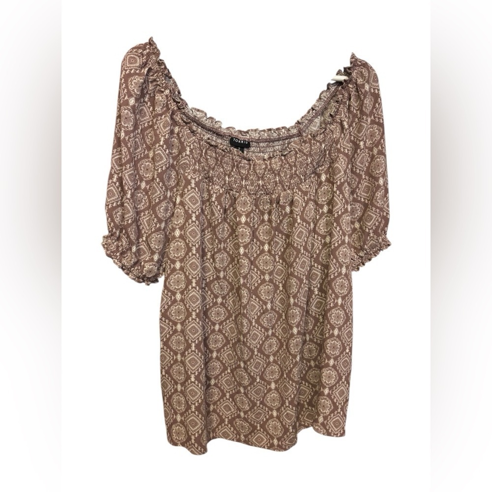 Boho Torrid Red-Brown Comfortable Blouse with Elegant and Unique Pattern
